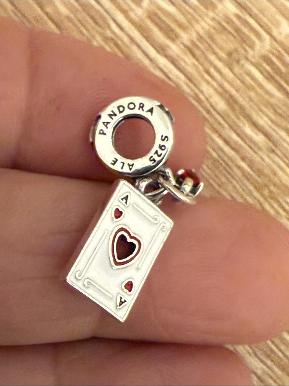 Pandora Sterling Silver Ace of Hearts Charm - Red Accents